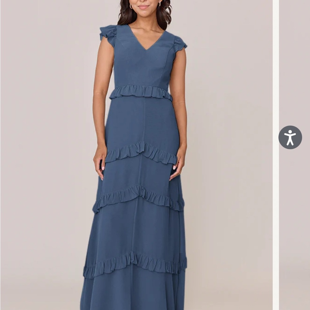 Elegant Blue Ruffle Maxi Dress